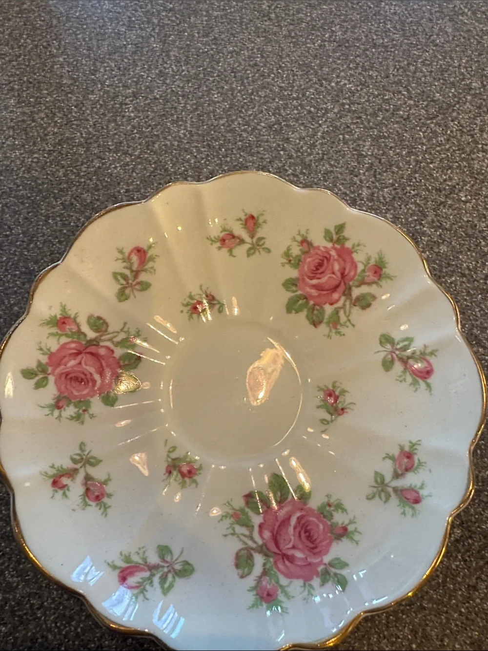 Vintage Floral Porcelain Teacup and Saucer - Pink Rose